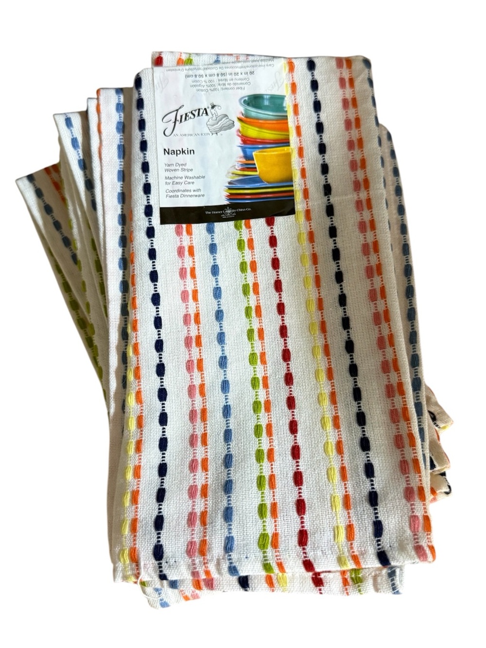 6 New Fiesta Fiestaware 100% Cotton Napkin Rainbow Woven Stripes 20x20